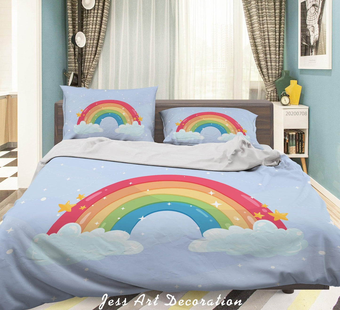 3D Blue Rainbow Quilt Cover Set Bedding Set Duvet Cover Pillowcases SF27