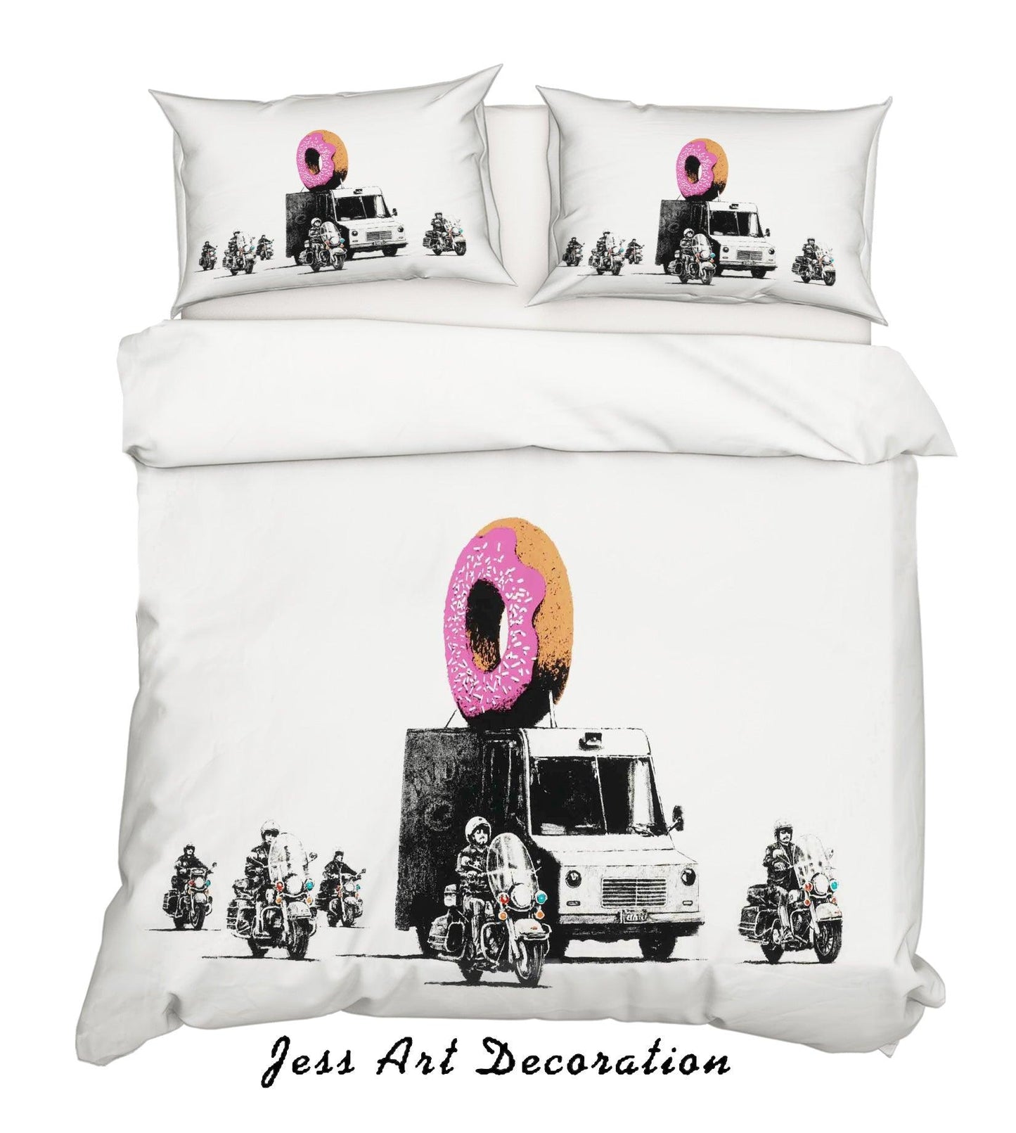 3D Banksy Donuts Strawberry Quilt Cover Set Bedding Set Duvet Cover Pillowcases  ZY D34