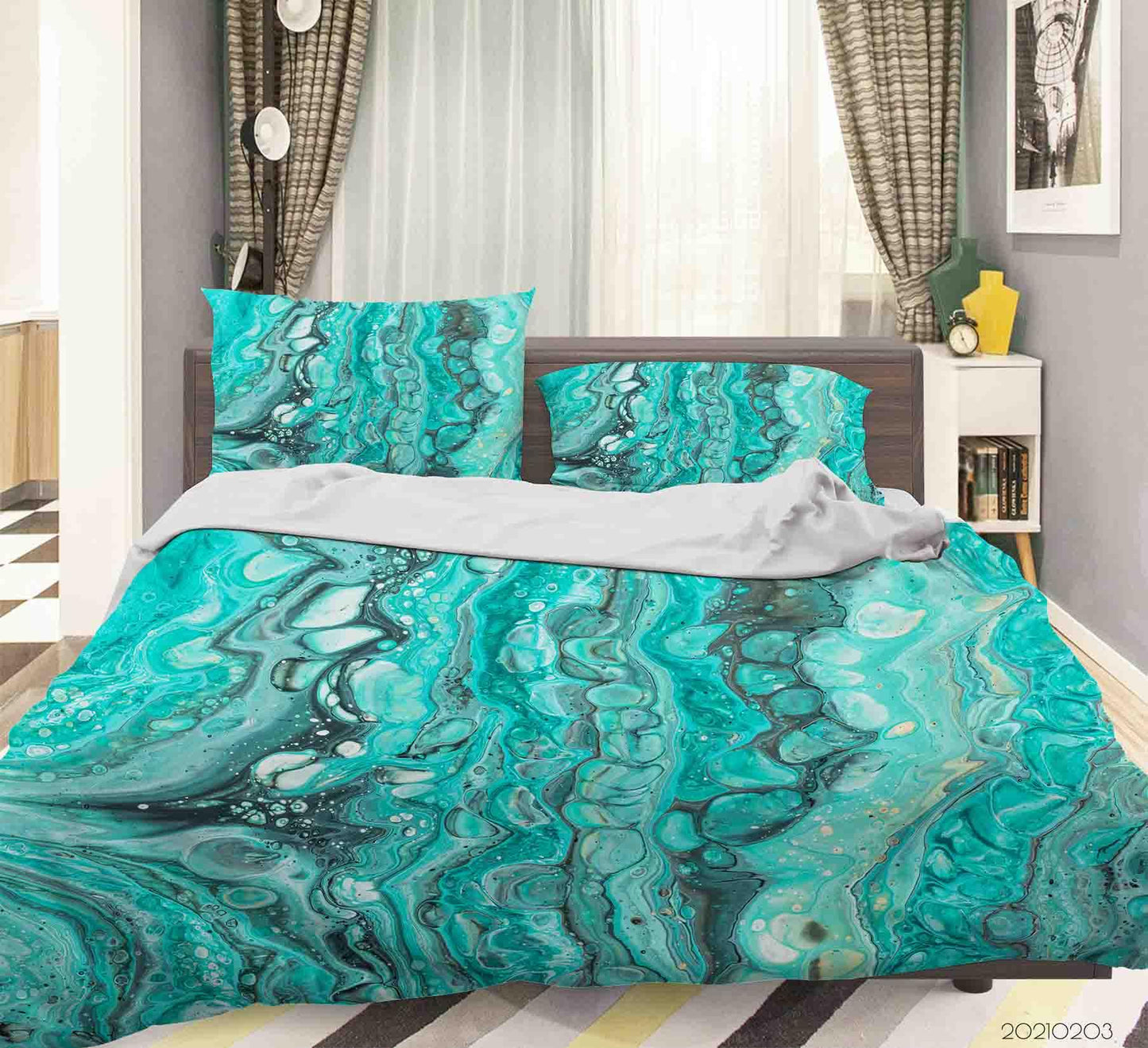 3D Abstract Green Marble Texture Quilt Cover Set Bedding Set Duvet Cover Pillowcases 64