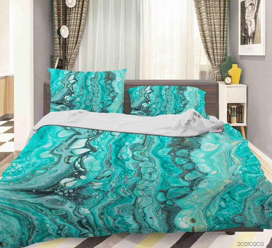 3D Abstract Green Marble Texture Quilt Cover Set Bedding Set Duvet Cover Pillowcases 64