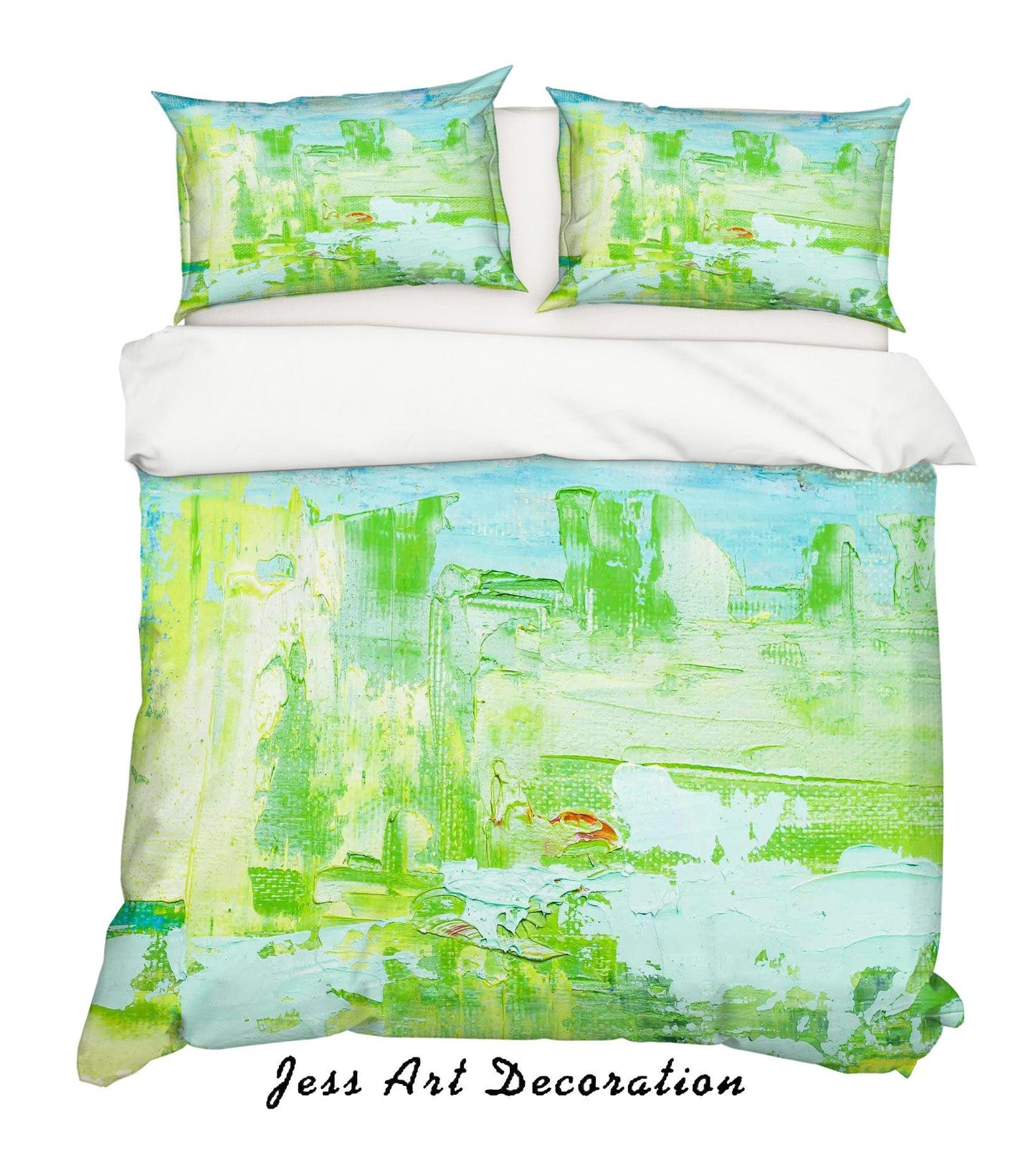 3D Abstract Green Natural Oil Painting Quilt Cover Set Bedding Set Pillowcasesn 42