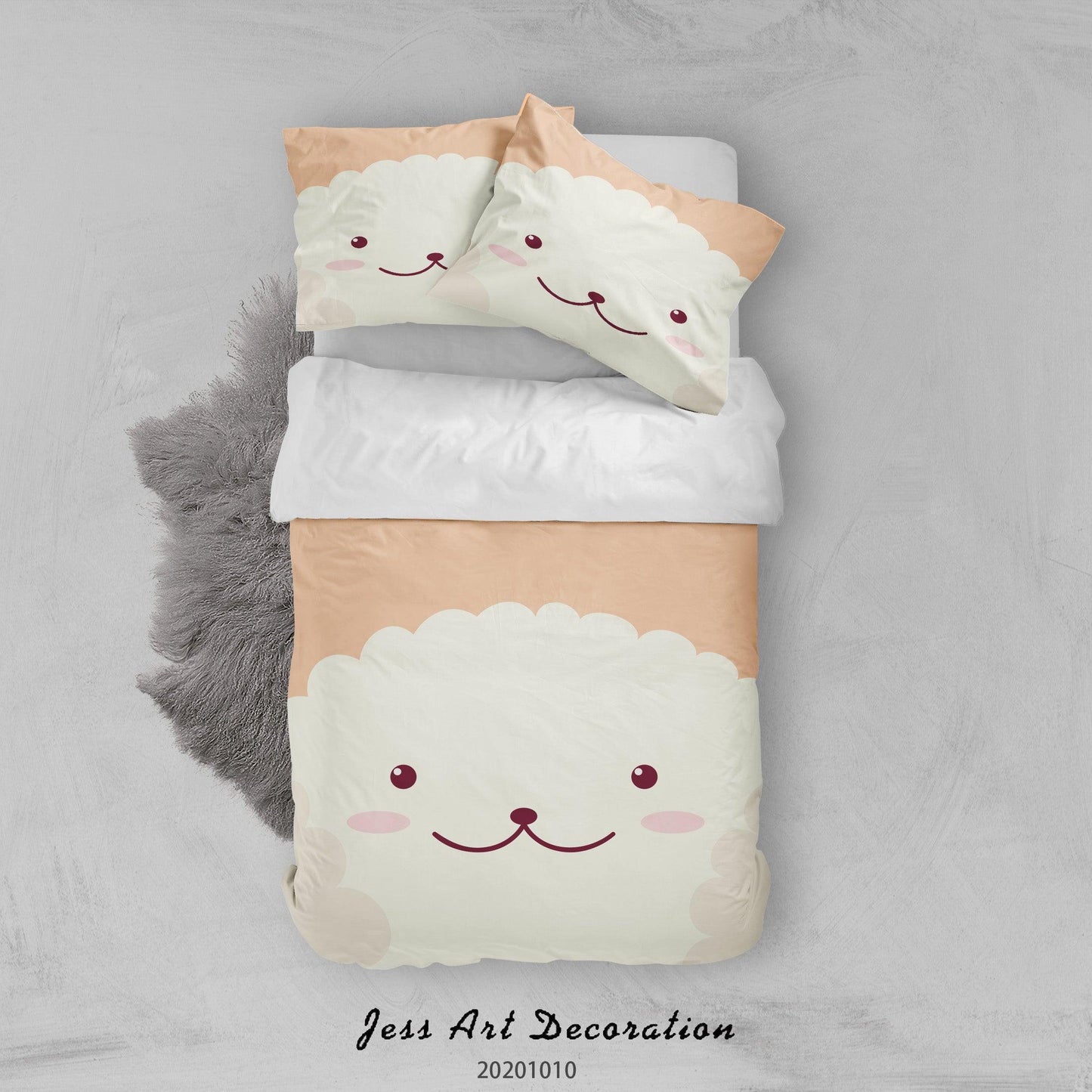 3D Cartoon Cute Animal Teddy Dog Quilt Cover Set Bedding Set Duvet Cover Pillowcases WJ 9548