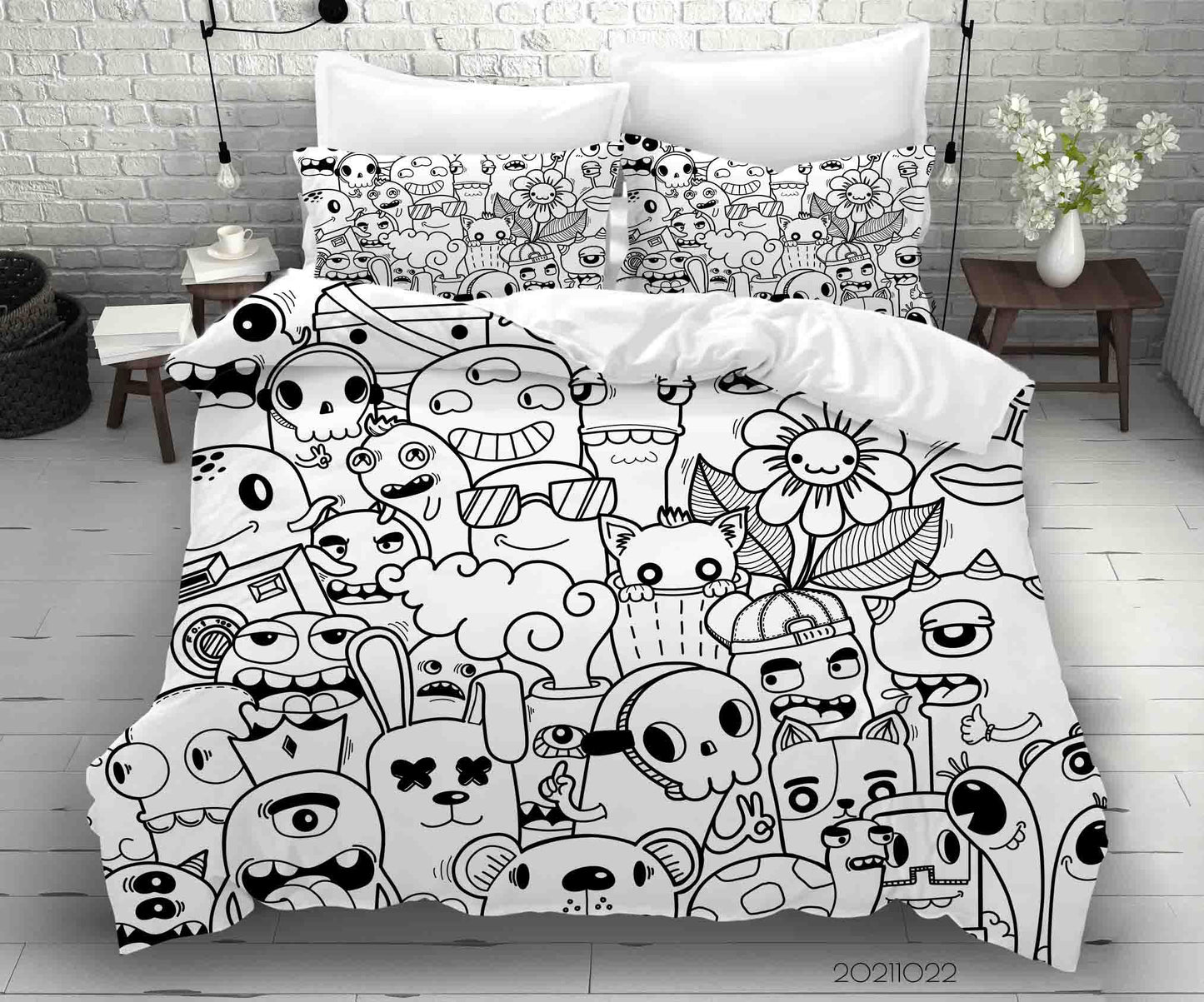 3D Abstract Monster Graffiti Quilt Cover Set Bedding Set Duvet Cover Pillowcases 48