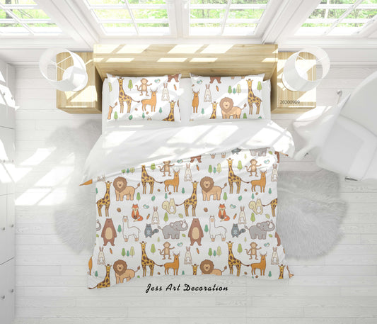 3D Cartoon Animal Lion Giraffe Pattern Quilt Cover Set Bedding Set Duvet Cover Pillowcases WJ 6025