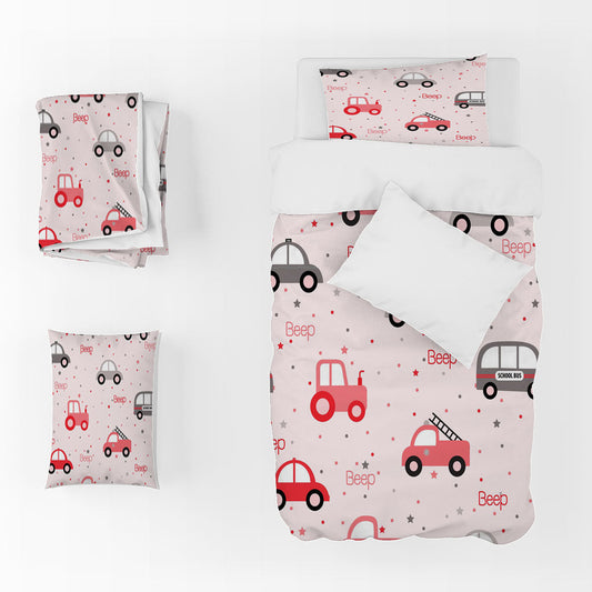 3D Car Letter Star Dot Pink Quilt Cover Set Bedding Set Duvet Cover Pillowcases 1319