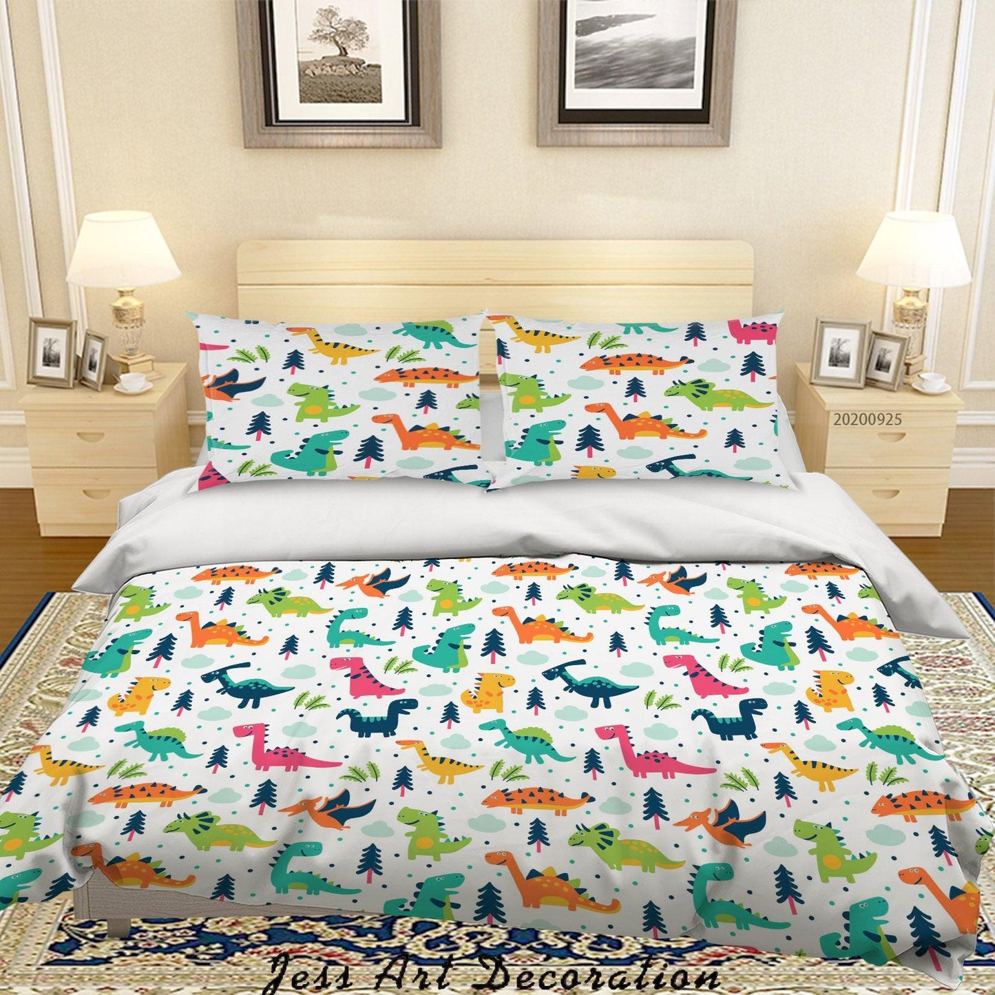 3D Cartoon Animal Dinosaur Pattern Quilt Cover Set Bedding Set Duvet Cover Pillowcases WJ 6433
