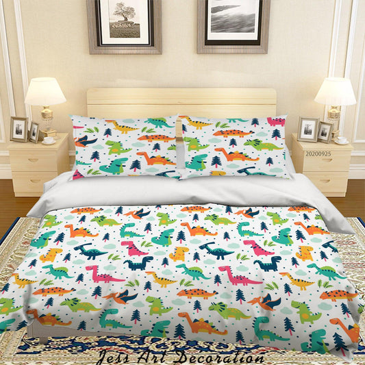 3D Cartoon Animal Dinosaur Pattern Quilt Cover Set Bedding Set Duvet Cover Pillowcases WJ 6433