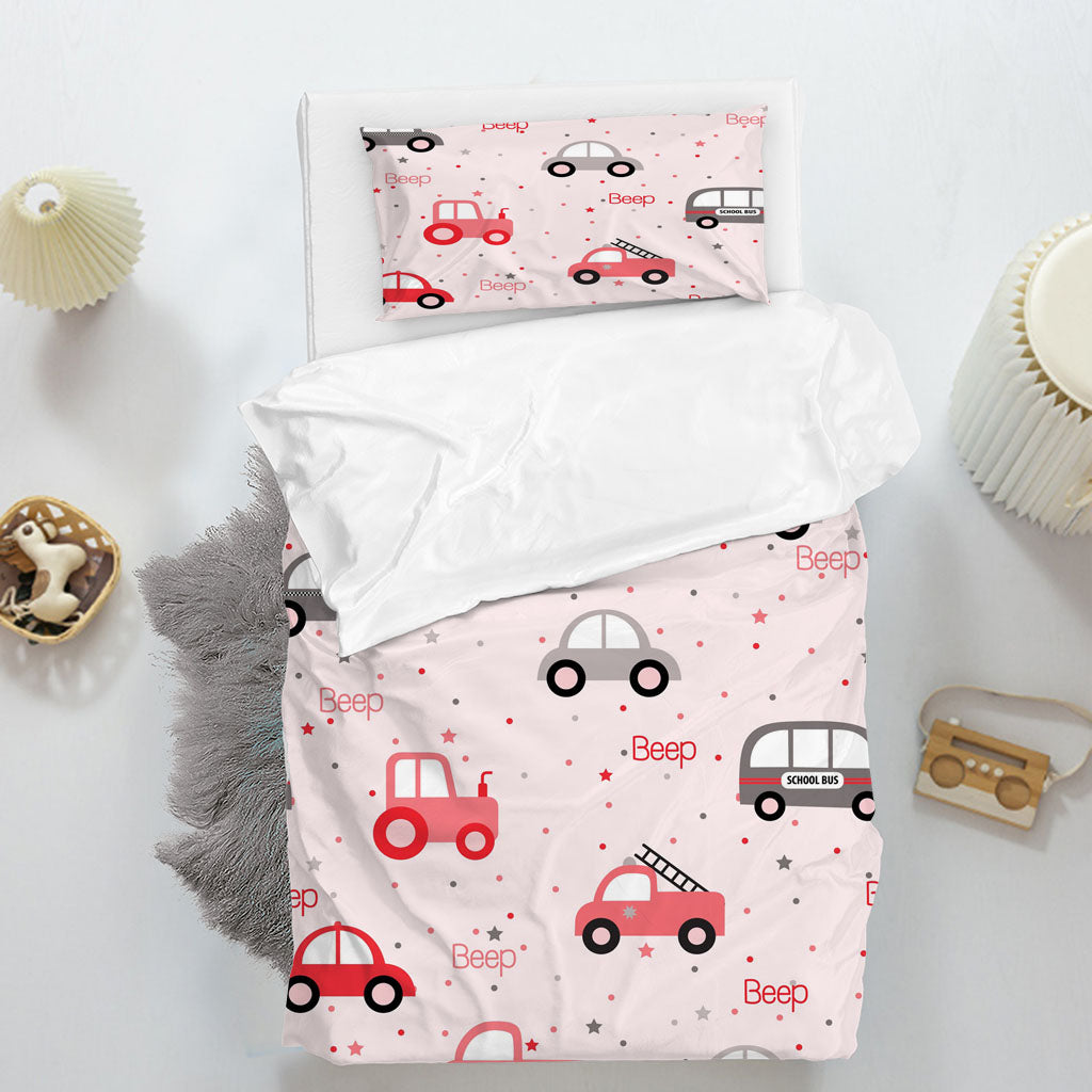 3D Car Letter Star Dot Pink Quilt Cover Set Bedding Set Duvet Cover Pillowcases 1319