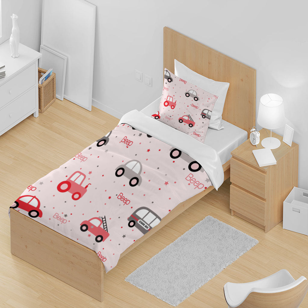 3D Car Letter Star Dot Pink Quilt Cover Set Bedding Set Duvet Cover Pillowcases 1319