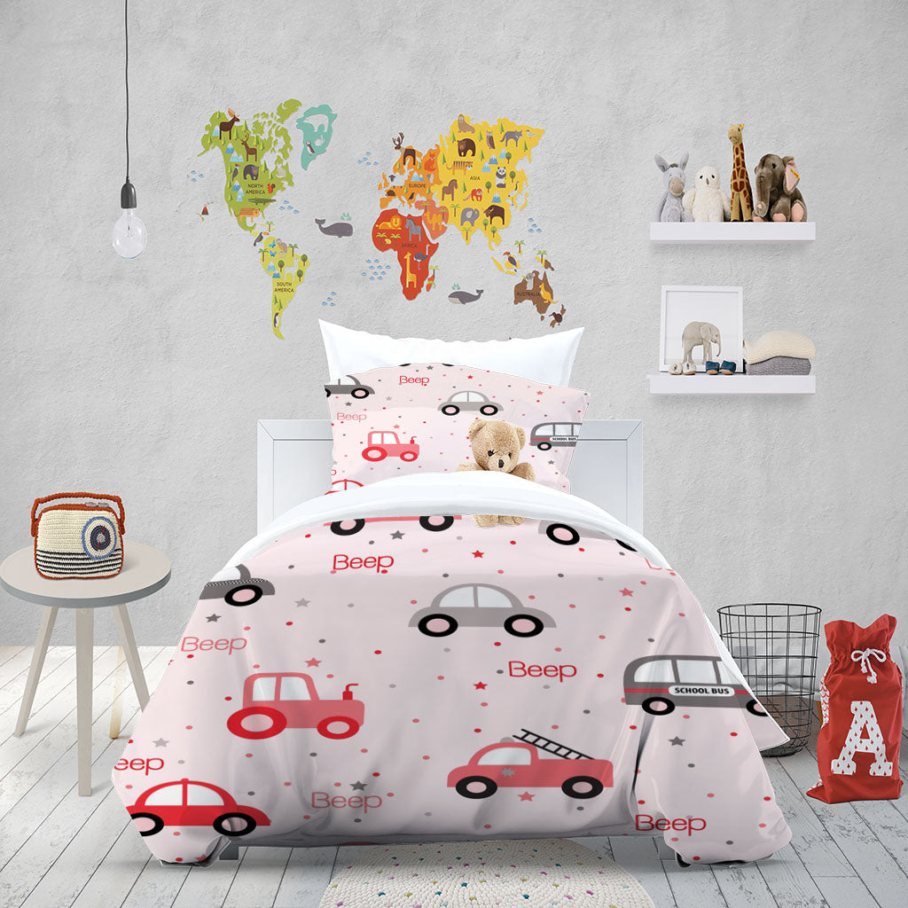 3D Car Letter Star Dot Pink Quilt Cover Set Bedding Set Duvet Cover Pillowcases 1319