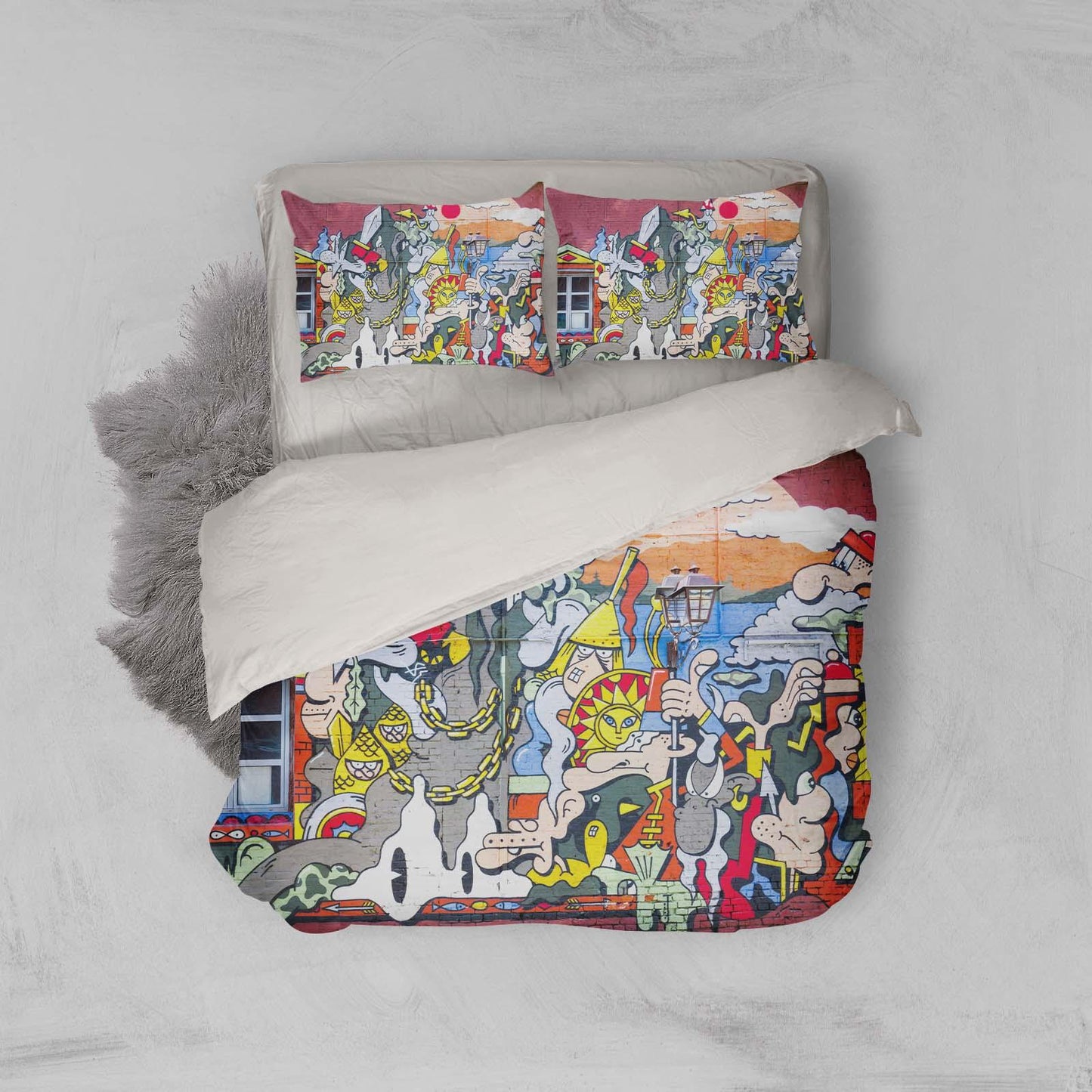 3D Cartoon Graffiti Quilt Cover Set Bedding Set Pillowcases 19