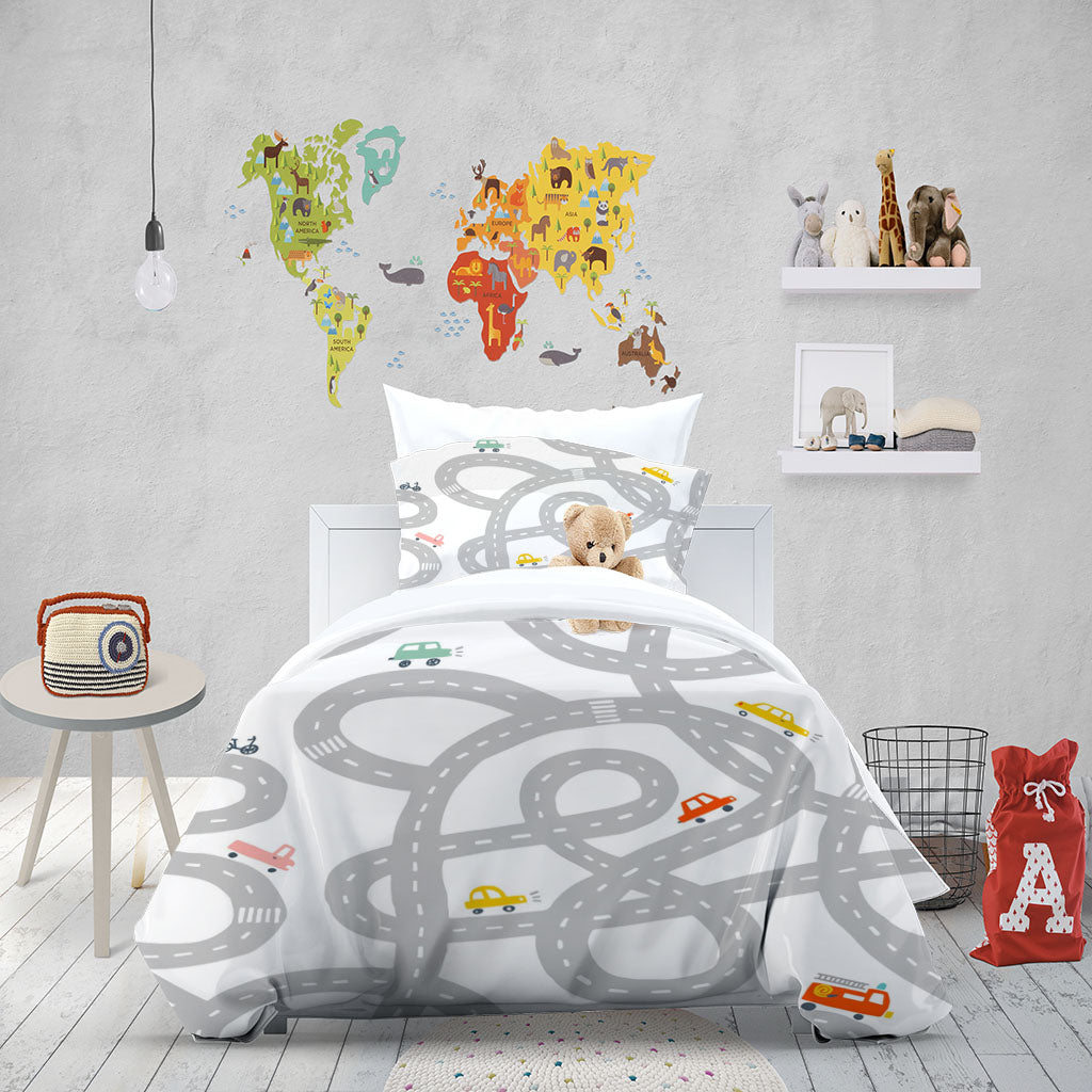 3D Car Cycling Road Trucks Quilt Cover Set Bedding Set Duvet Cover Pillowcases 1320