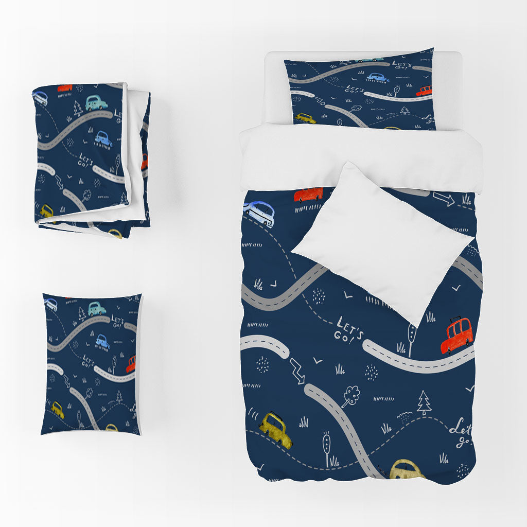 3D Car Cycling Road Trucks Blue Quilt Cover Set Bedding Set Duvet Cover Pillowcases 1321