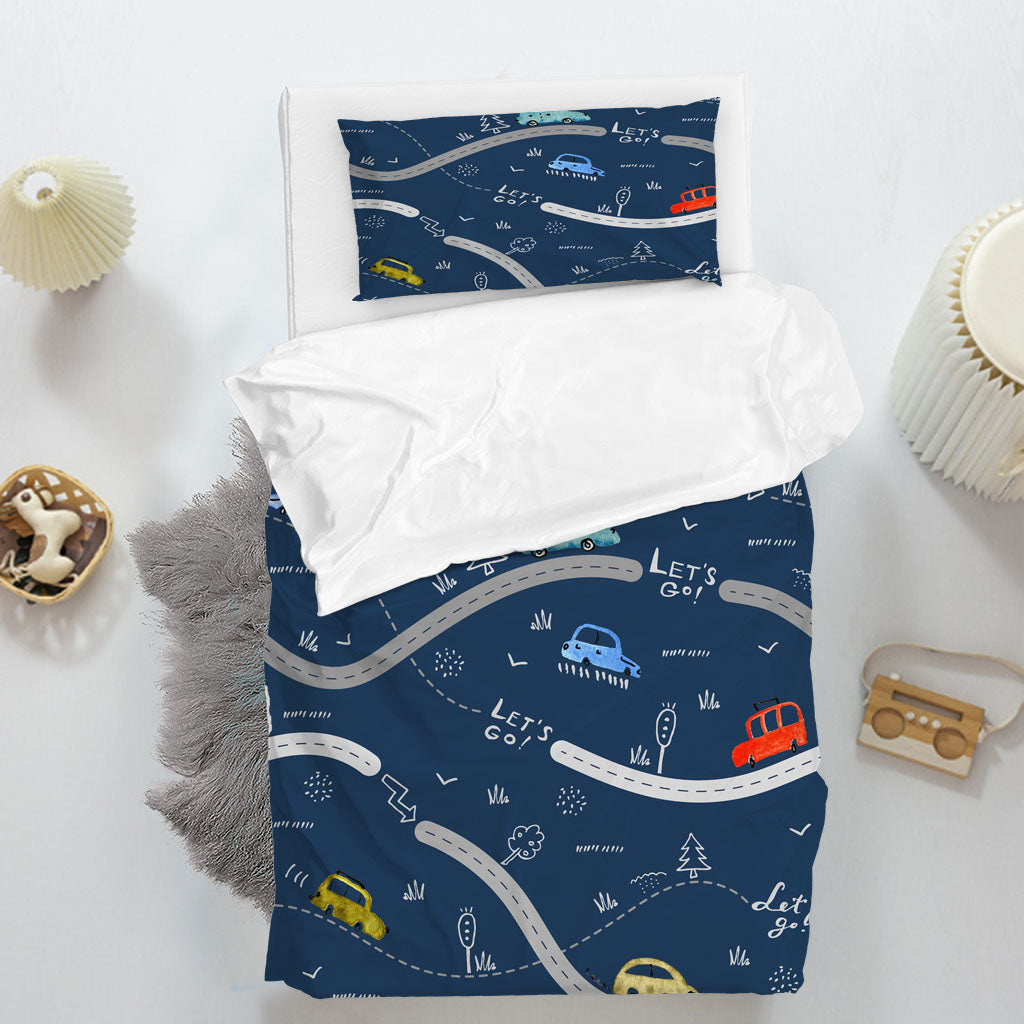 3D Car Cycling Road Trucks Blue Quilt Cover Set Bedding Set Duvet Cover Pillowcases 1321