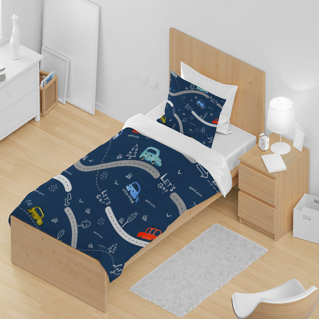 3D Car Cycling Road Trucks Blue Quilt Cover Set Bedding Set Duvet Cover Pillowcases 1321
