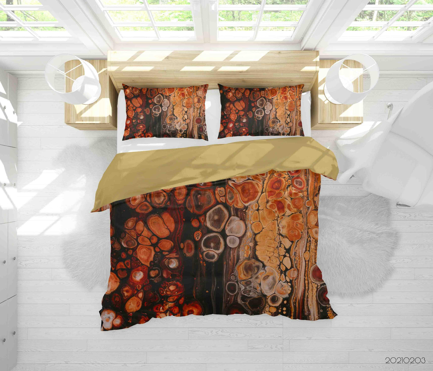 3D Abstract Orange Marble Texture Quilt Cover Set Bedding Set Duvet Cover Pillowcases 86
