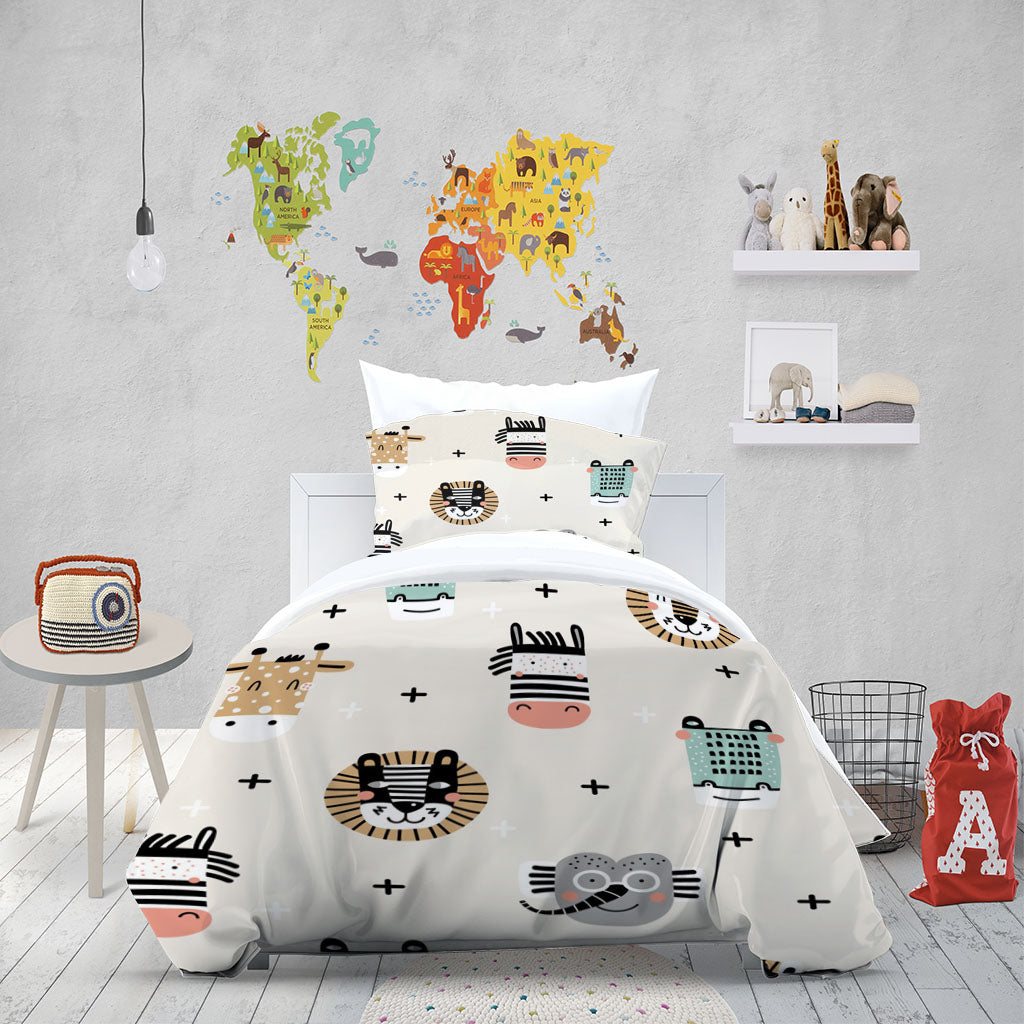 3D Cartoon Elephant Zebra Star Quilt Cover Set Bedding Set Duvet Cover Pillowcase 1388
