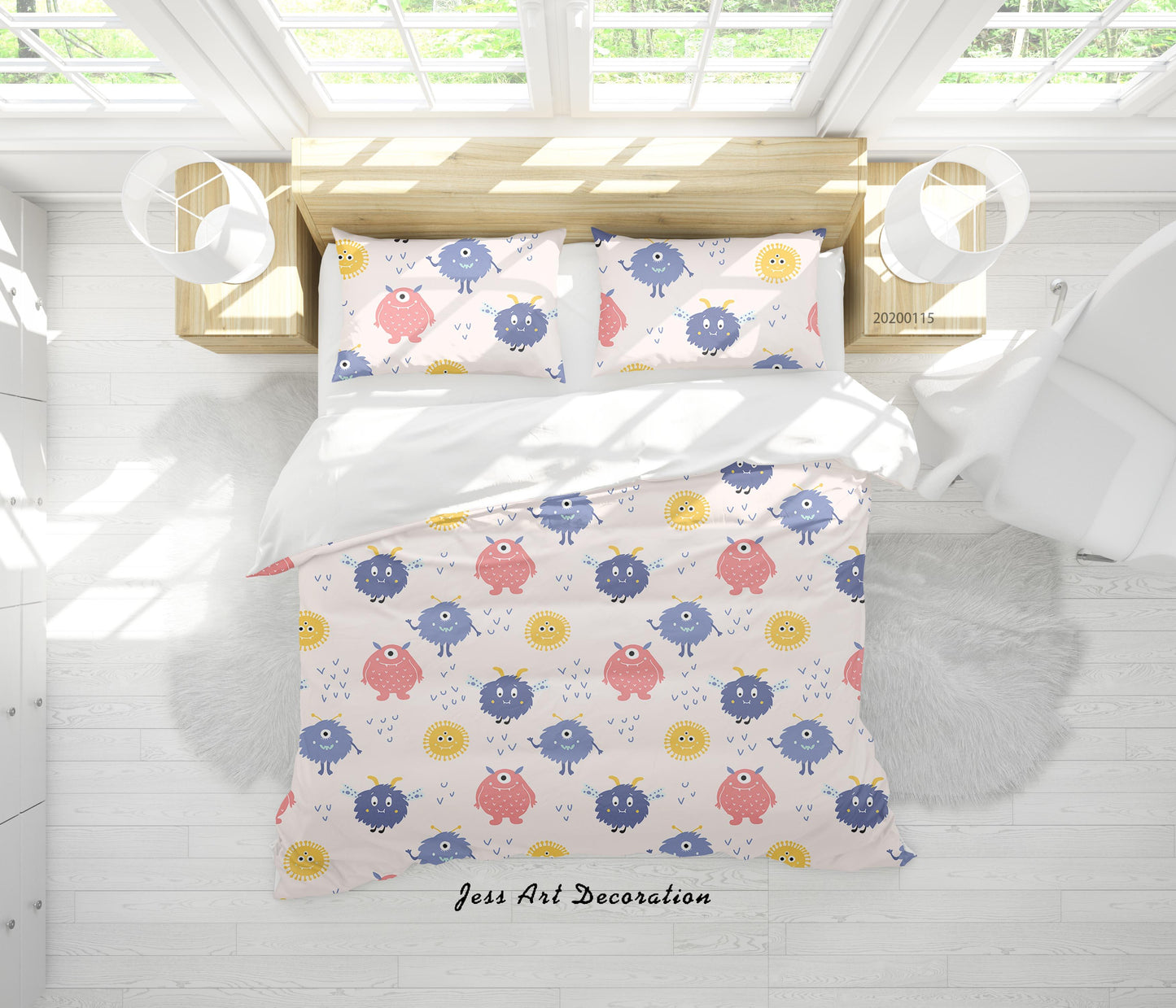 3D Cartoon Animal Monsters Pattern Quilt Cover Set Bedding Set Duvet Cover Pillowcases WJ 9655