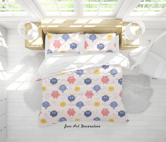 3D Cartoon Animal Monsters Pattern Quilt Cover Set Bedding Set Duvet Cover Pillowcases WJ 9655