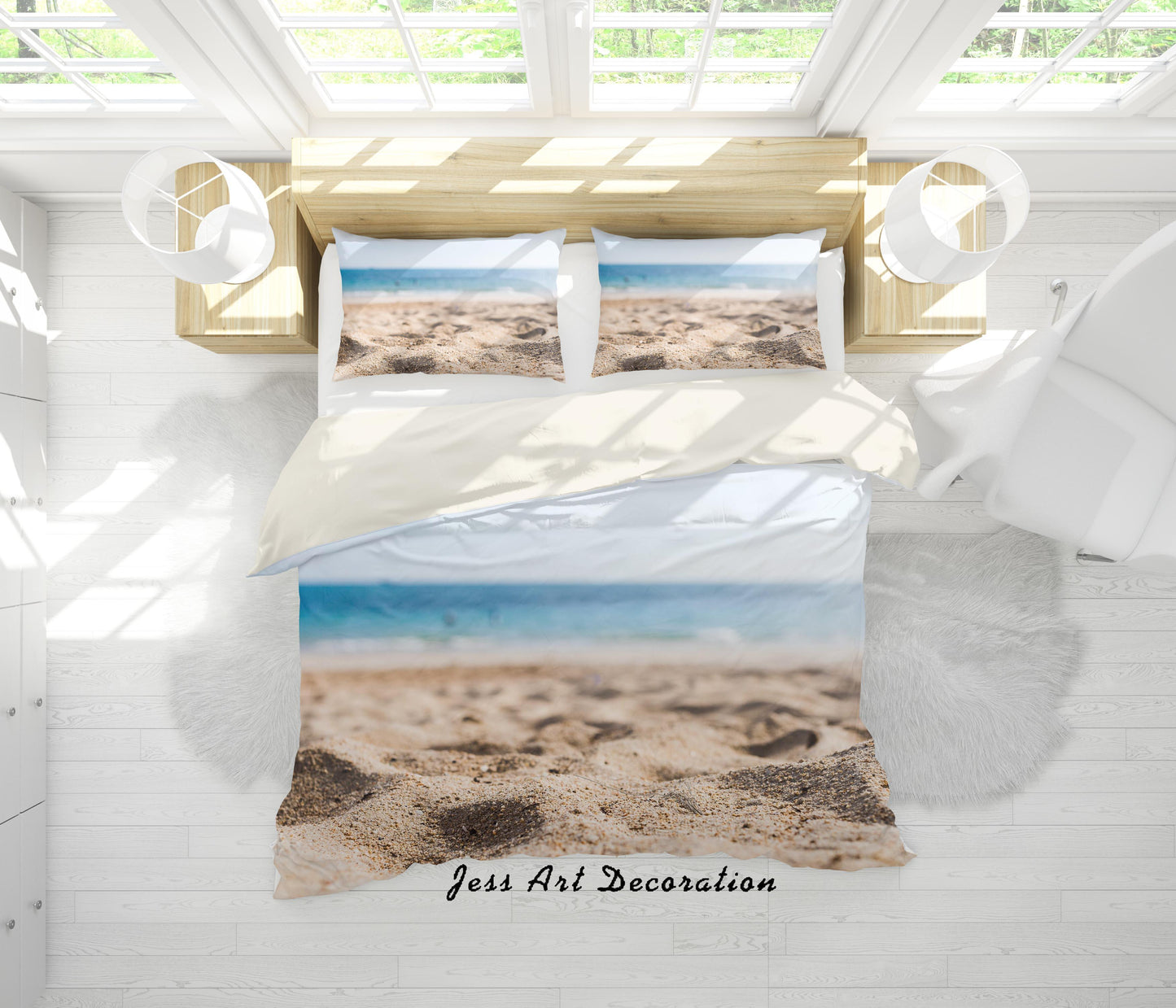 3D Beach Blue Sea Quilt Cover Set Bedding Set Pillowcases 37