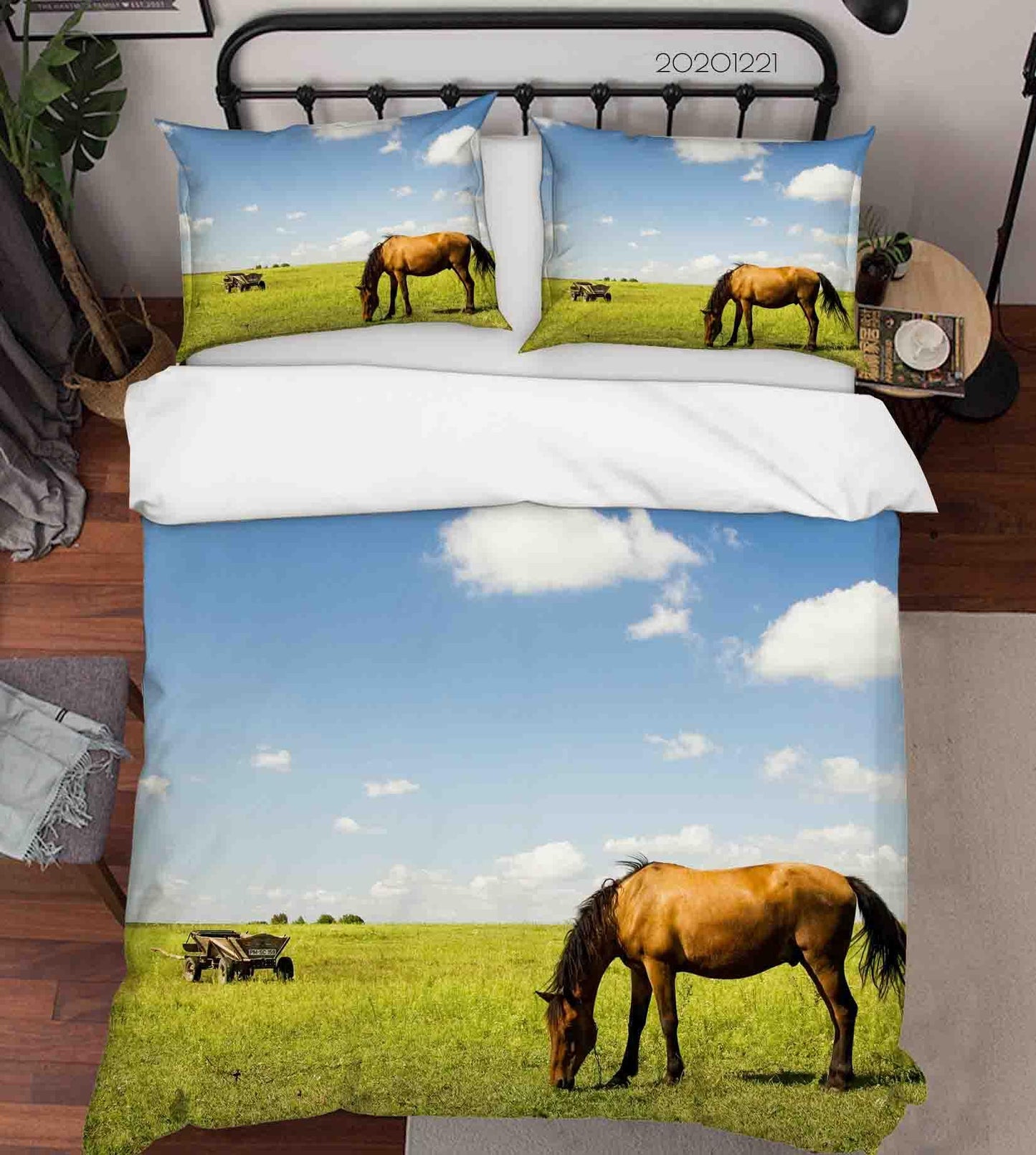 3D Blue Sky White Cloud Ranch Horse Quilt Cover Set Bedding Set Duvet Cover Pillowcases 221 LQH