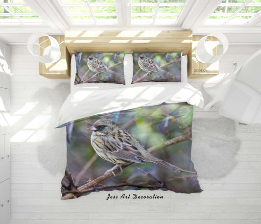 3D Animal Branch Sparrow Quilt Cover Set Bedding Set Duvet Cover Pillowcases 12 LQH