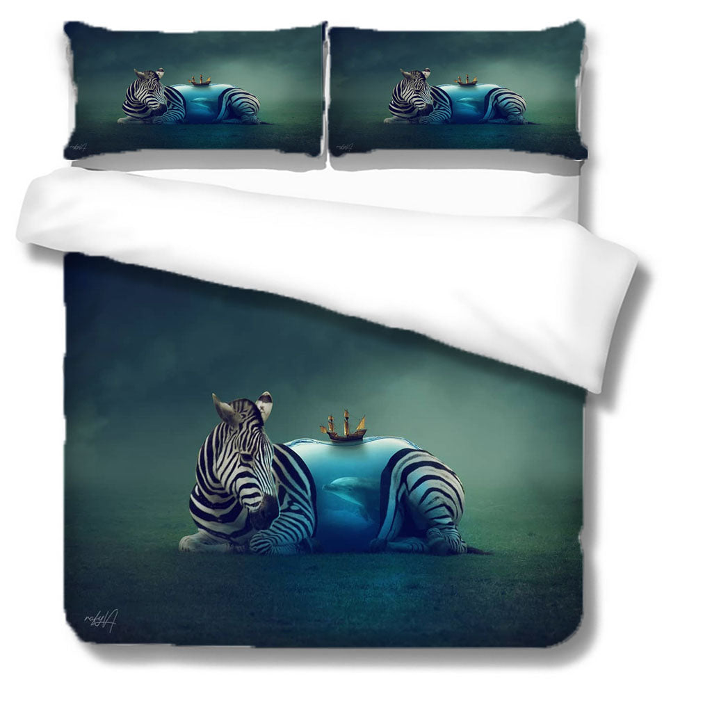 3D Animal Zebra Ship Quilt Cover Set Bedding Set Duvet Cover Pillowcases 1139