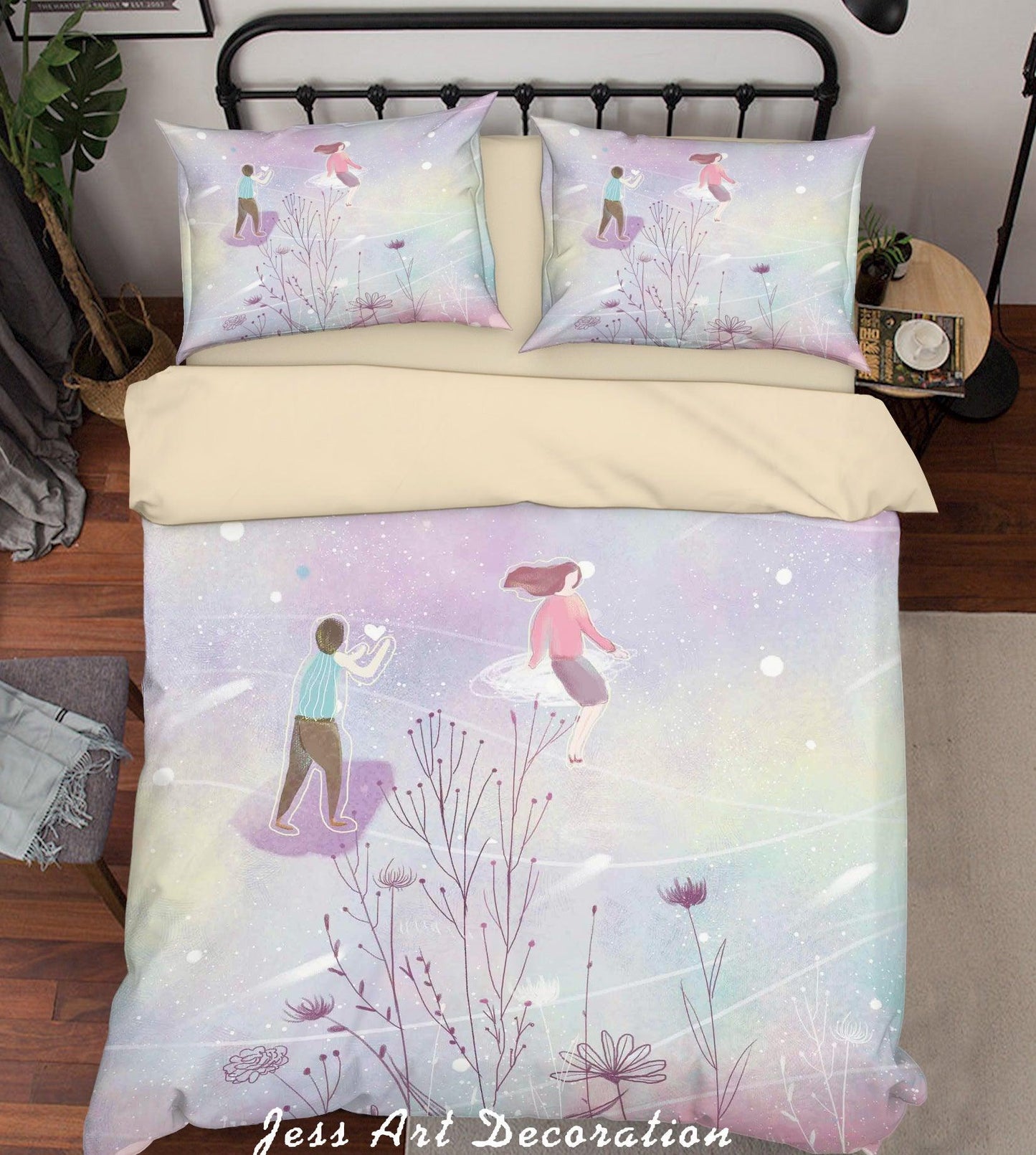3D Boys Girls Flower Painting Quilt Cover Set Bedding Set Duvet Cover Pillowcases A480 LQH