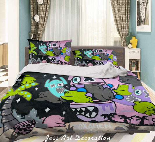 3D Abstract Colored Graffiti Monster Quilt Cover Set Bedding Set Duvet Cover Pillowcases 160