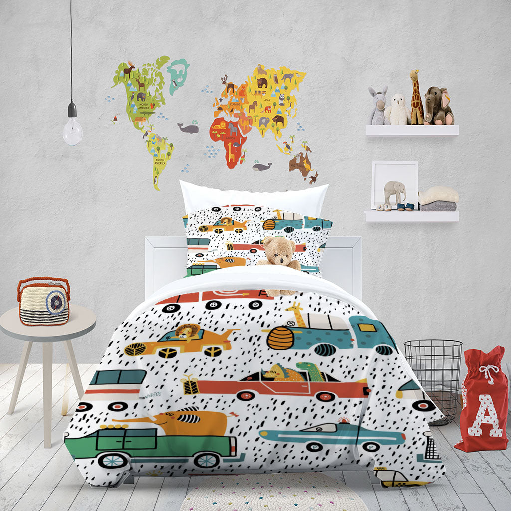 3D Car Elephant Lion Rain Quilt Cover Set Bedding Set Duvet Cover Pillowcases 1328