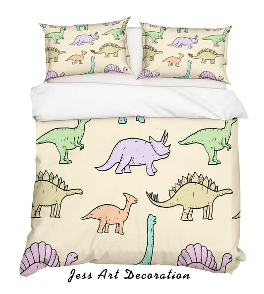 3D Cartoon Dinosaur Yellow Quilt Cover Set Bedding Set Pillowcases 74