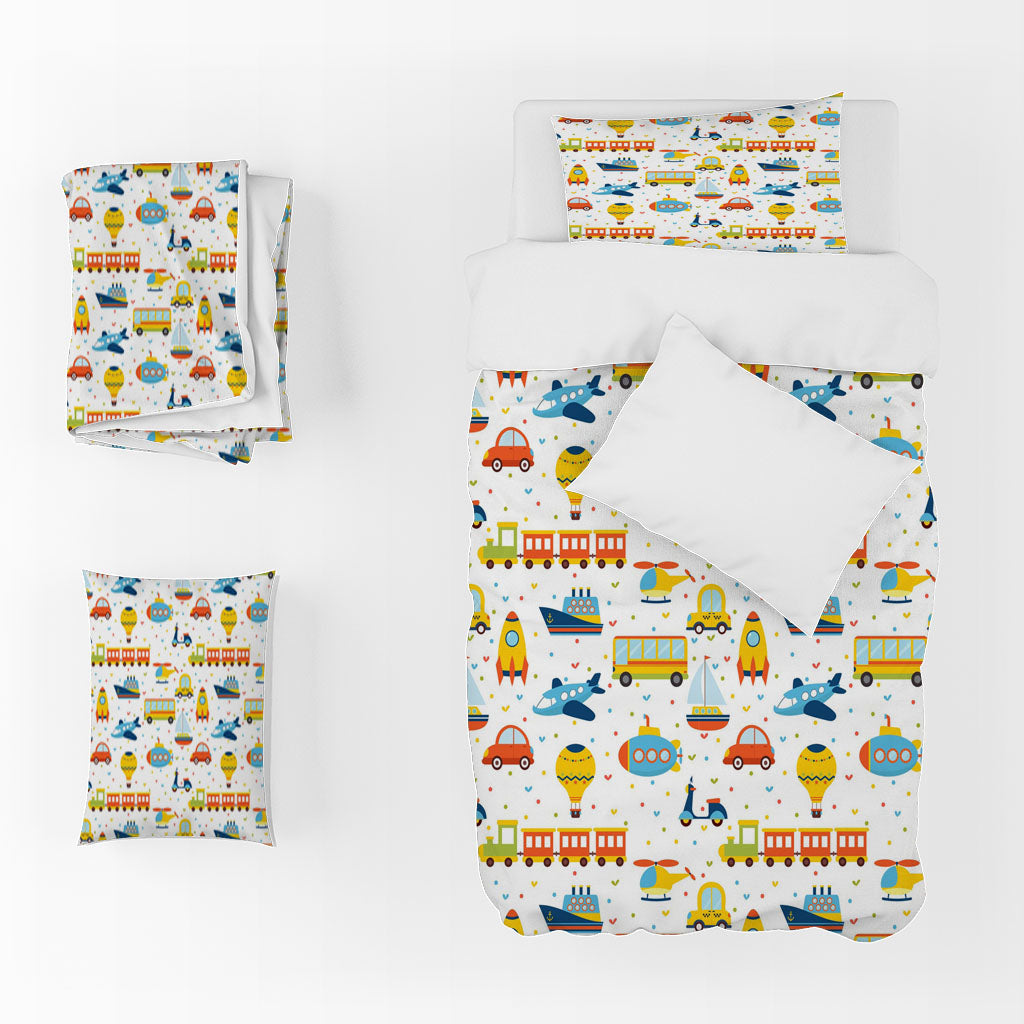 3D Car Bus Aircraft Hot Air Balloon Steamer Quilt Cover Set Bedding Set Duvet Cover Pillowcases 1331