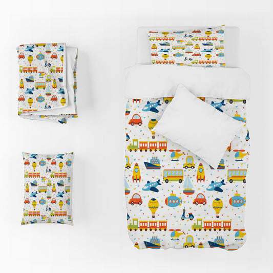 3D Car Bus Aircraft Hot Air Balloon Steamer Quilt Cover Set Bedding Set Duvet Cover Pillowcases 1331