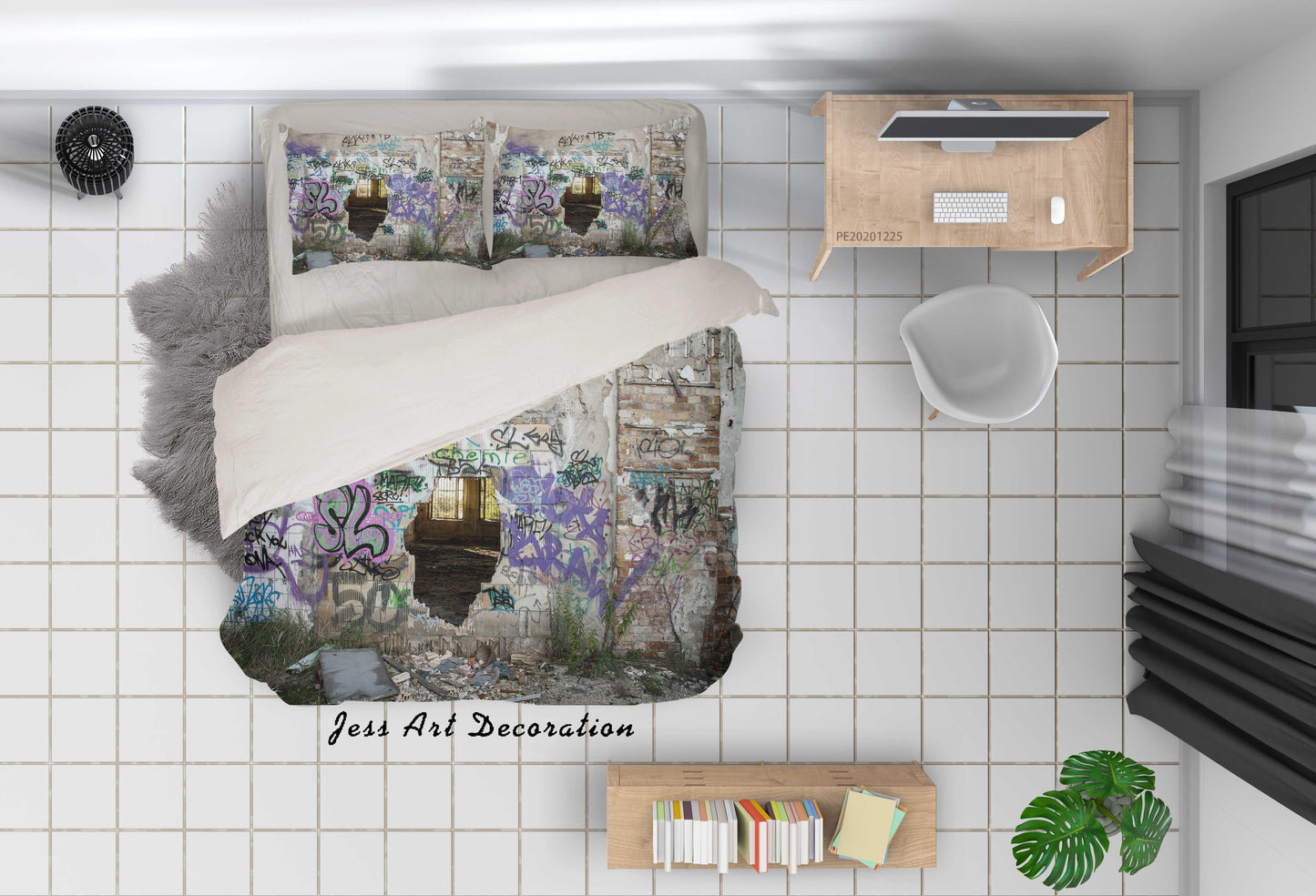 3D Abstract Graffiti Wall Quilt Cover Set Bedding Set Duvet Cover Pillowcases 5