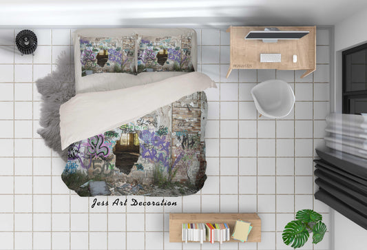 3D Abstract Graffiti Wall Quilt Cover Set Bedding Set Duvet Cover Pillowcases 5