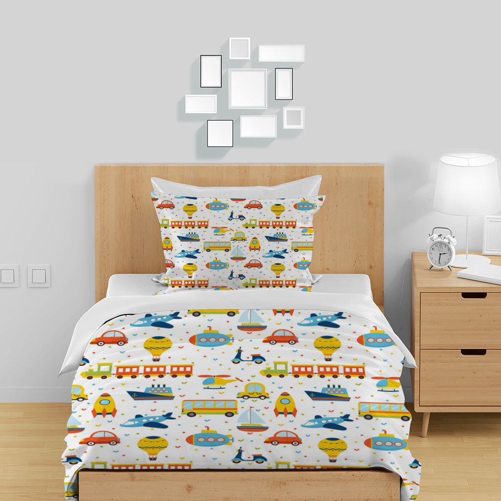 3D Car Bus Aircraft Hot Air Balloon Steamer Quilt Cover Set Bedding Set Duvet Cover Pillowcases 1331