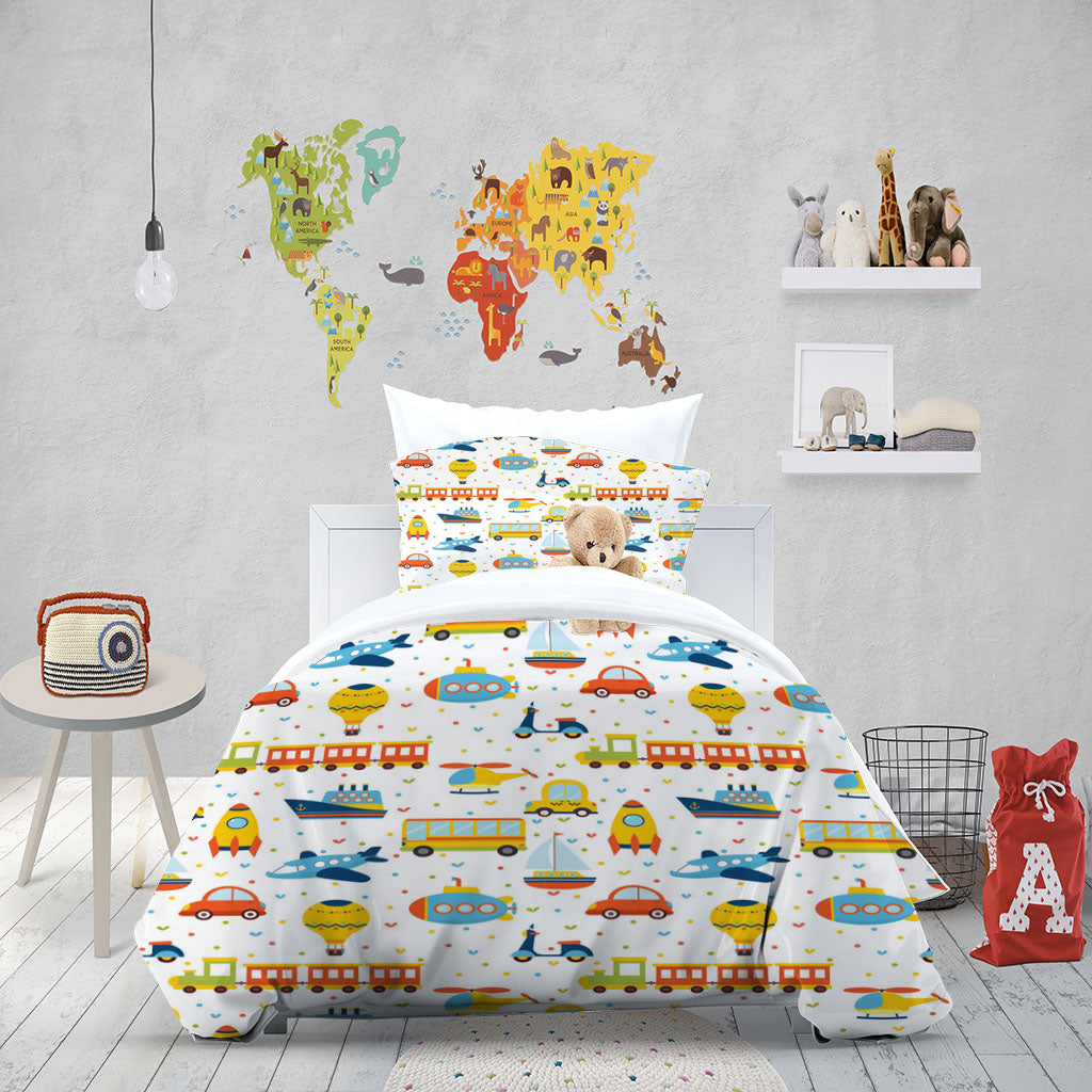 3D Car Bus Aircraft Hot Air Balloon Steamer Quilt Cover Set Bedding Set Duvet Cover Pillowcases 1331