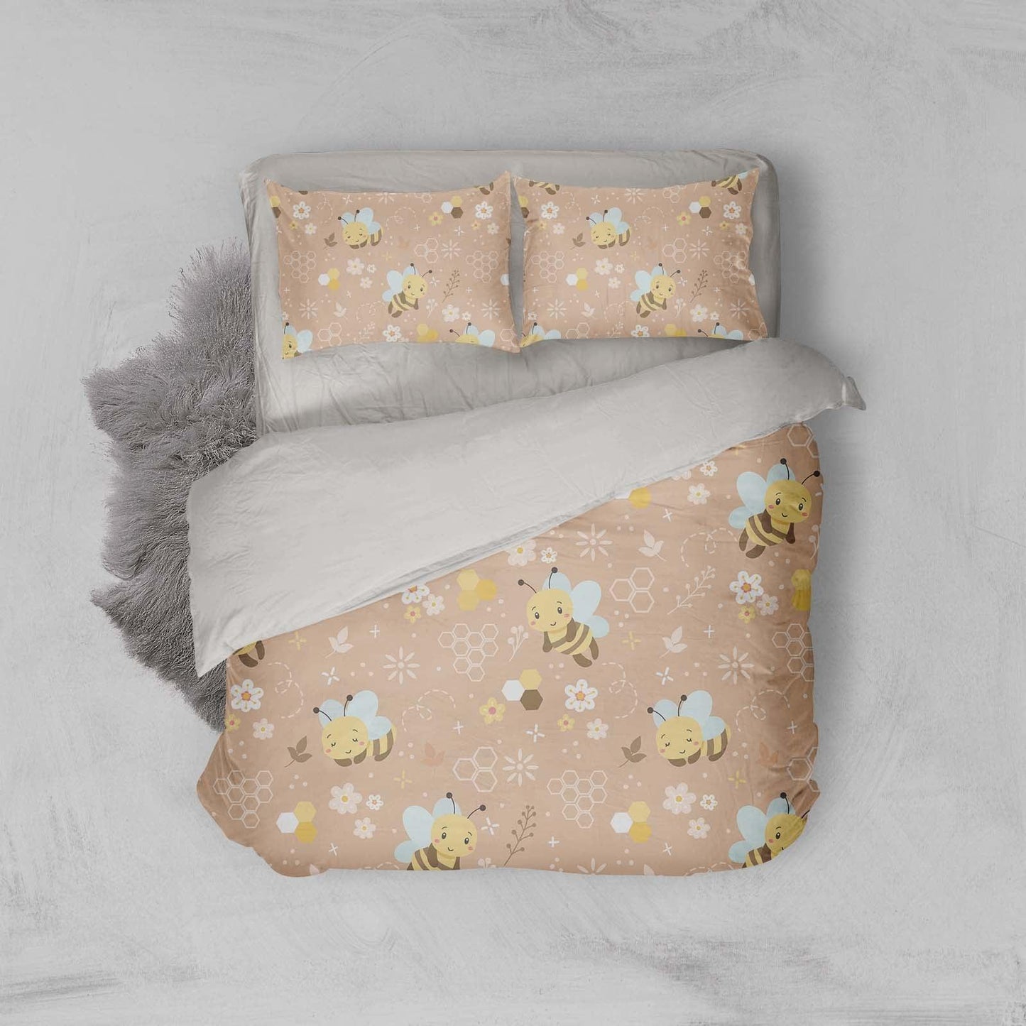 3D Cartoon Bumble Bee Quilt Cover Set Bedding Set Duvet Cover Pillowcases LXL