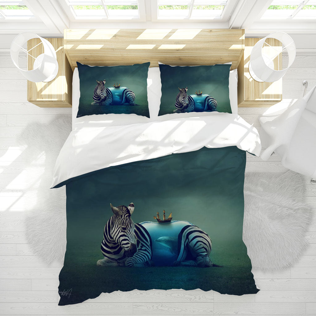 3D Animal Zebra Ship Quilt Cover Set Bedding Set Duvet Cover Pillowcases 1139