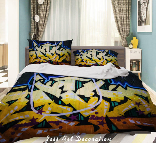3D Abstract Color Graffiti Quilt Cover Set Bedding Set Duvet Cover Pillowcases 167