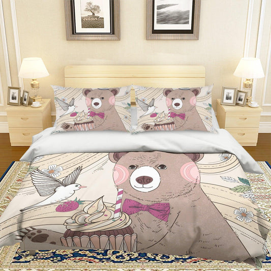 3D Cartoon Bear Ice Cream Quilt Cover Set Bedding Set Pillowcases 71