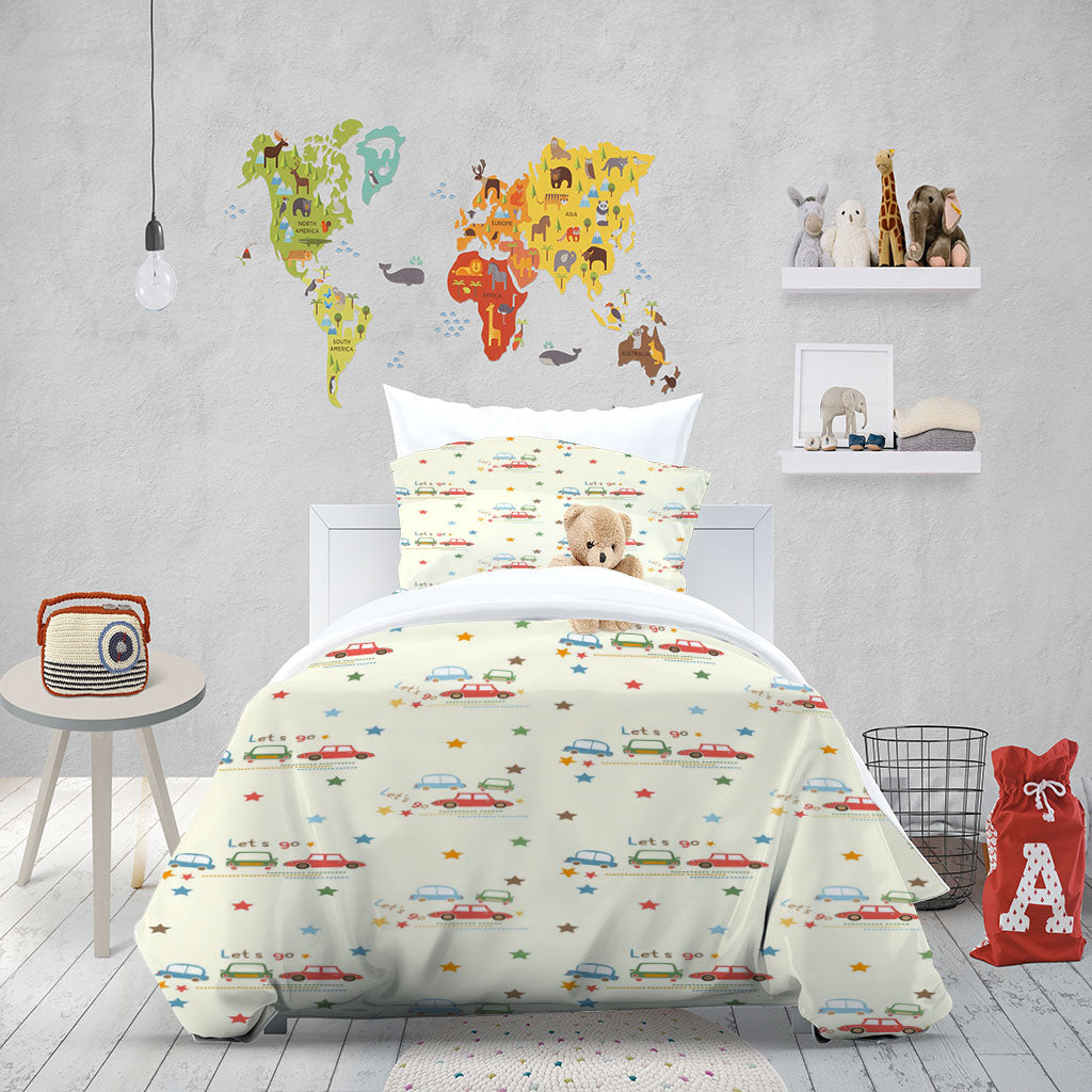 3D Car Letter Star Apricot Quilt Cover Set Bedding Set Duvet Cover Pillowcases 1336