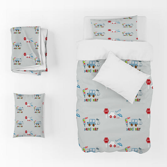 3D Car Letter Indicator Gray Quilt Cover Set Bedding Set Duvet Cover Pillowcases 1337