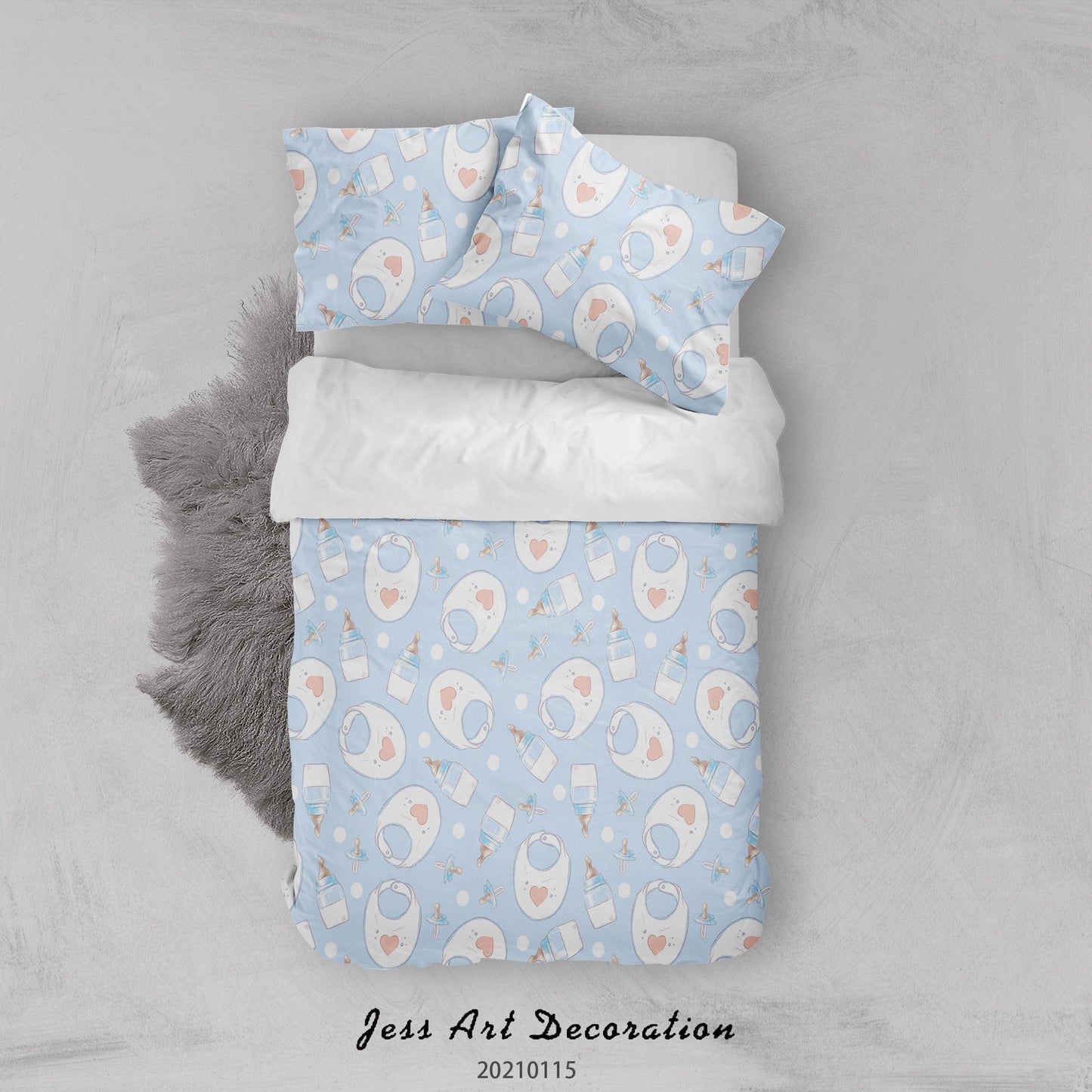 3D Cartoon Blue Baby Supplies Quilt Cover Set Bedding Set Duvet Cover Pillowcases 10