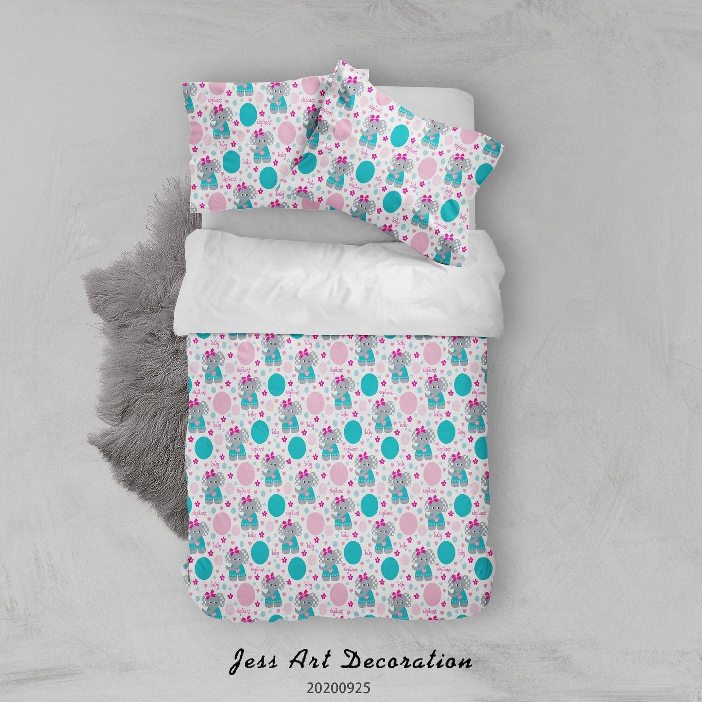 3D Cartoon Animal Elephant Pattern Quilt Cover Set Bedding Set Duvet Cover Pillowcases WJ 6486