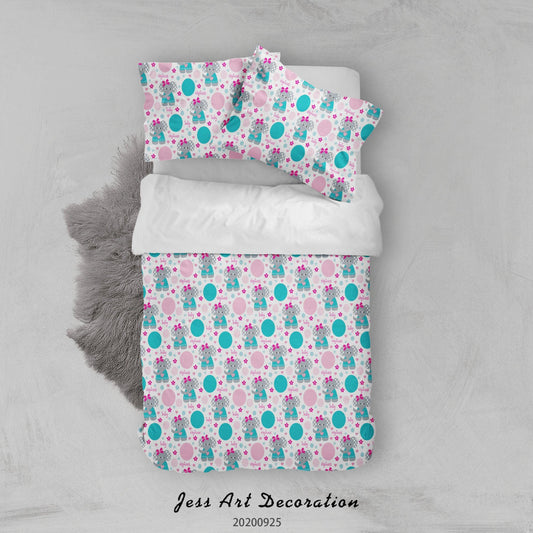 3D Cartoon Animal Elephant Pattern Quilt Cover Set Bedding Set Duvet Cover Pillowcases WJ 6486