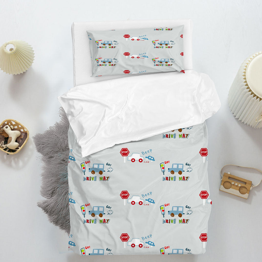 3D Car Letter Indicator Gray Quilt Cover Set Bedding Set Duvet Cover Pillowcases 1337