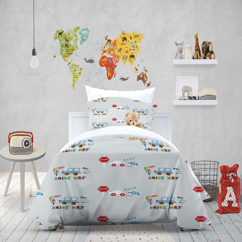 3D Car Letter Indicator Gray Quilt Cover Set Bedding Set Duvet Cover Pillowcases 1337
