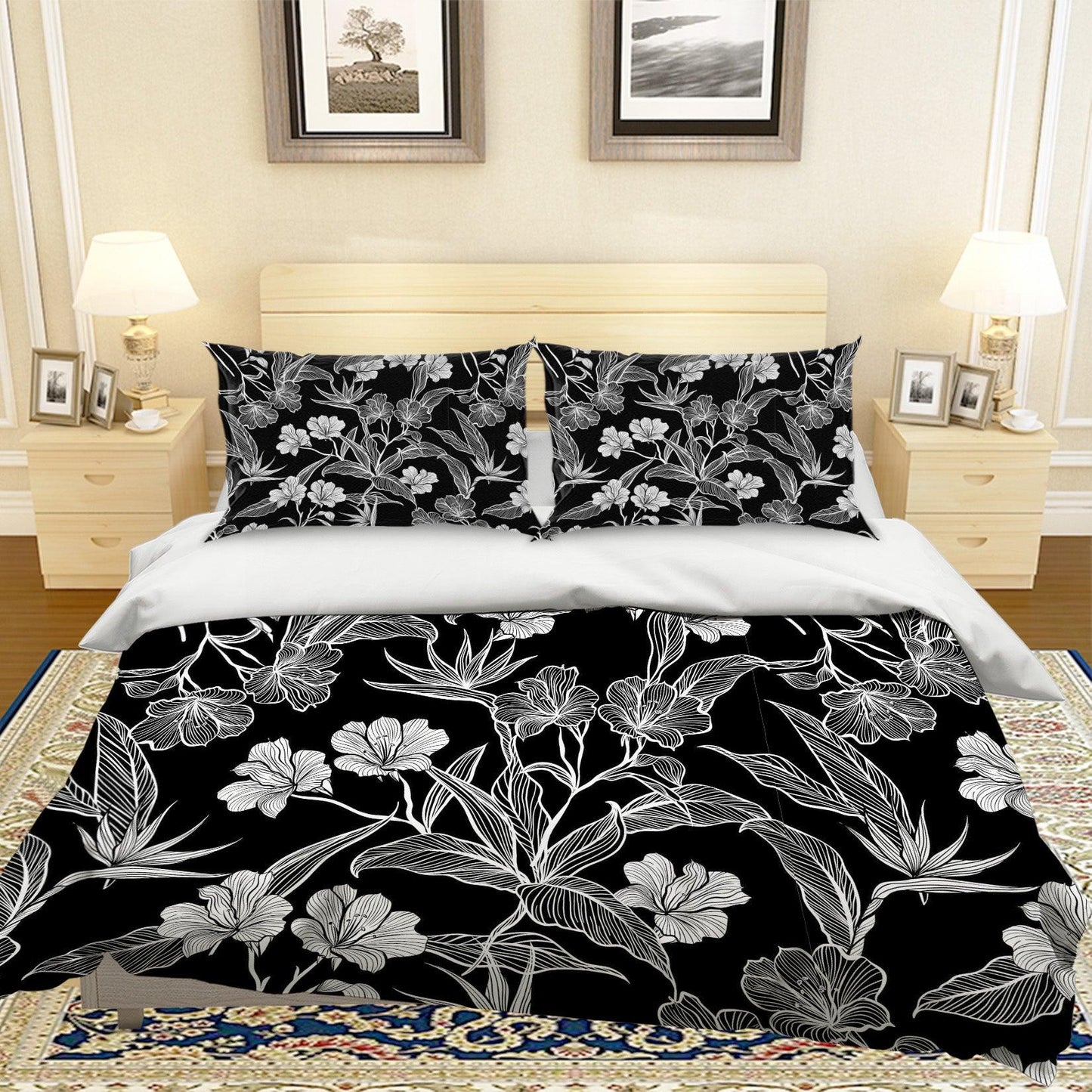 3D Black Flowers Quilt Cover Set Bedding Set Pillowcases 41
