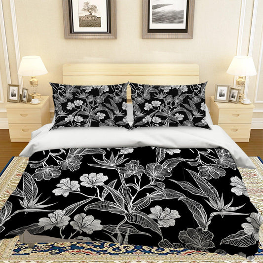 3D Black Flowers Quilt Cover Set Bedding Set Pillowcases 41